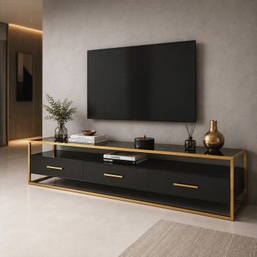 طاولة تلفاز استانلس و خشب